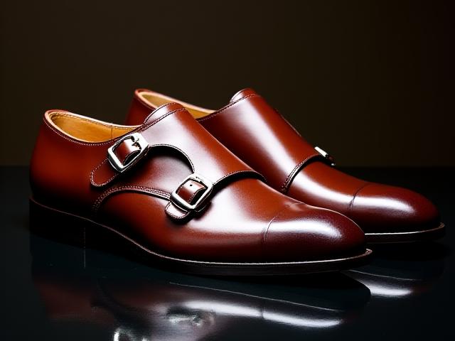 モンクストラップシューズ - 洗練された茶色のモンクストラップシューズ